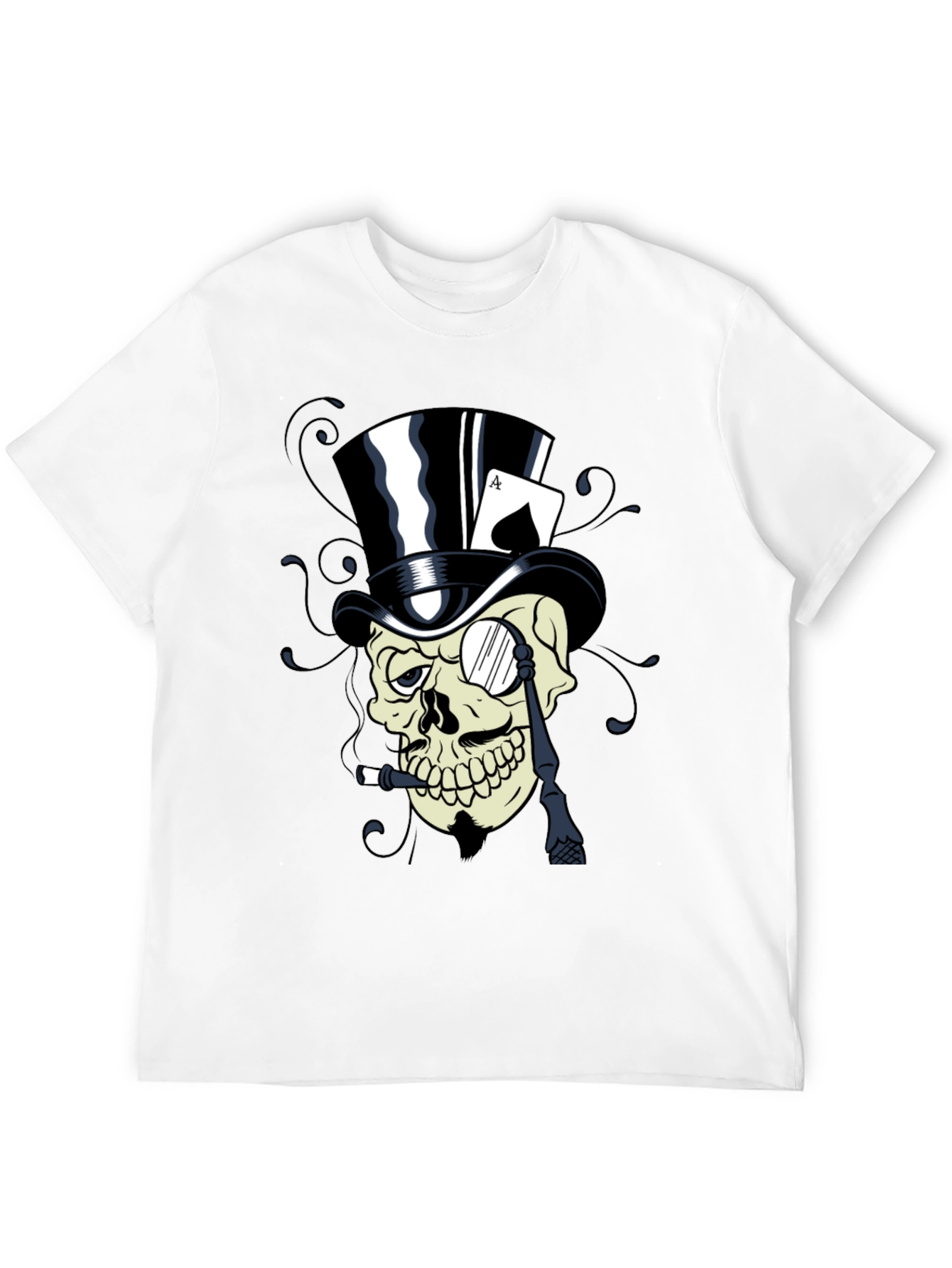 Skull Top Hat Ace Card Graphic T-Shirt