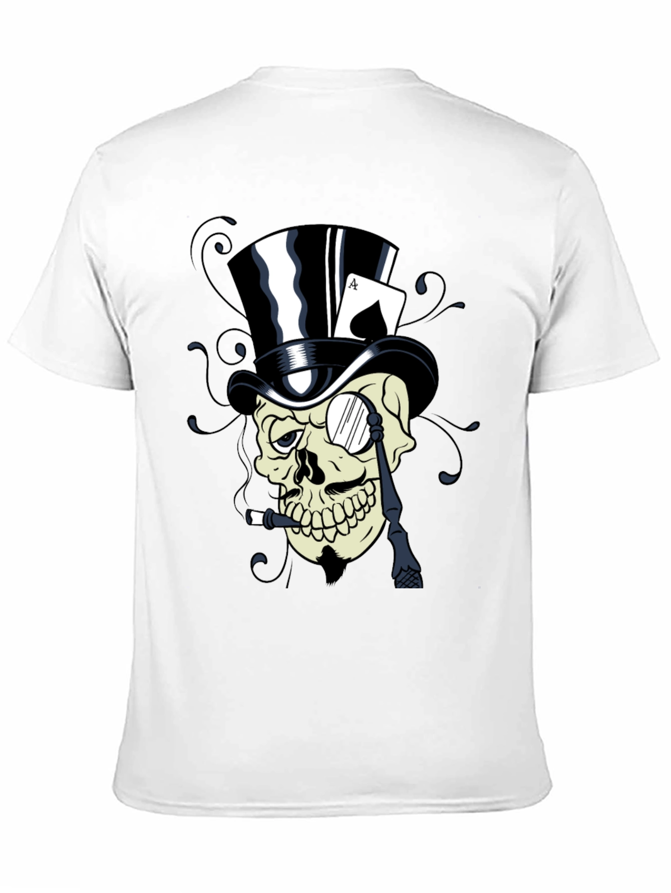 Skull Top Hat Ace Card Graphic T-Shirt