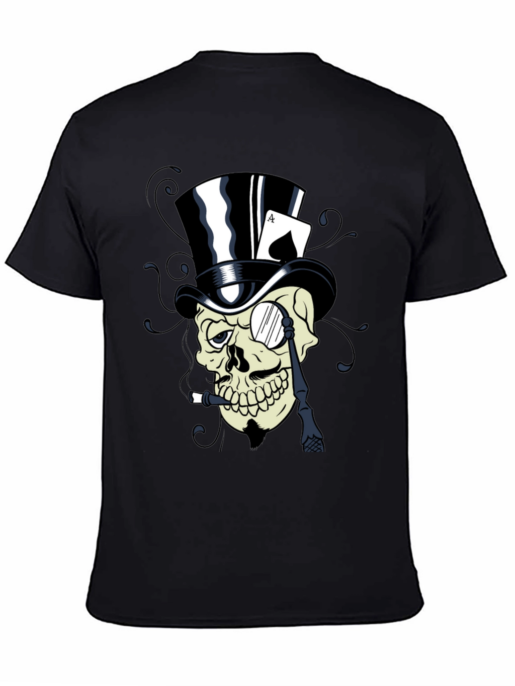 Skull Top Hat Ace Card Graphic T-Shirt