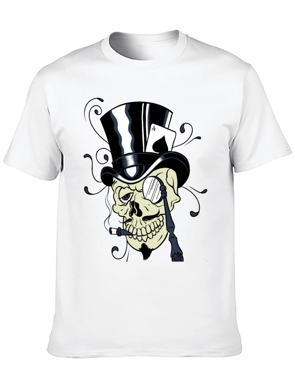 Skull Top Hat Ace Card Graphic T-Shirt