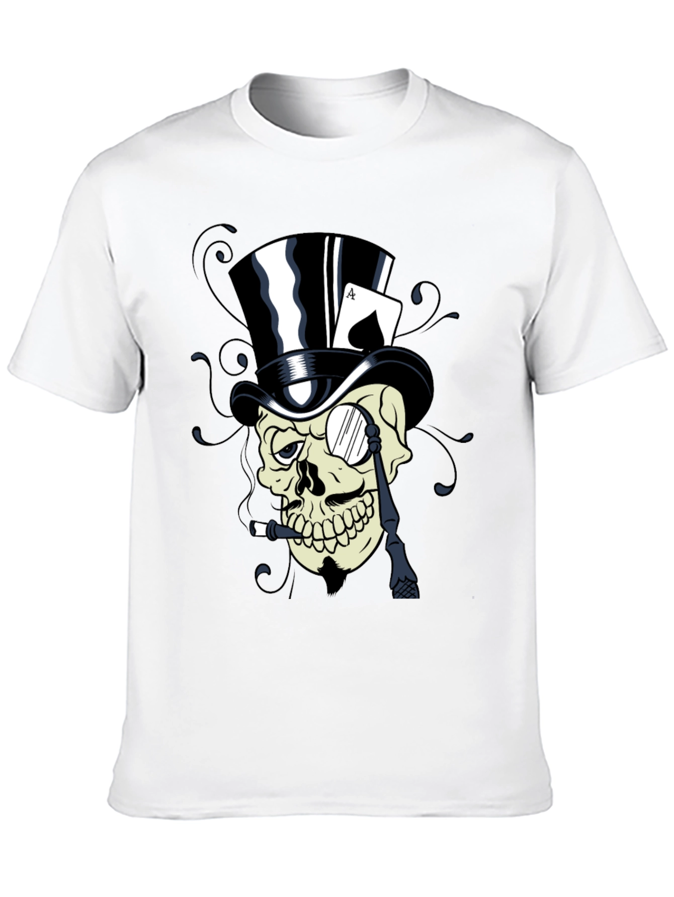 Skull Top Hat Ace Card Graphic T-Shirt