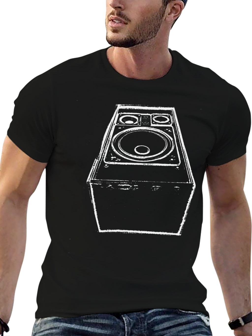 Speaker Graphic Black Tee - Bold Music Statement