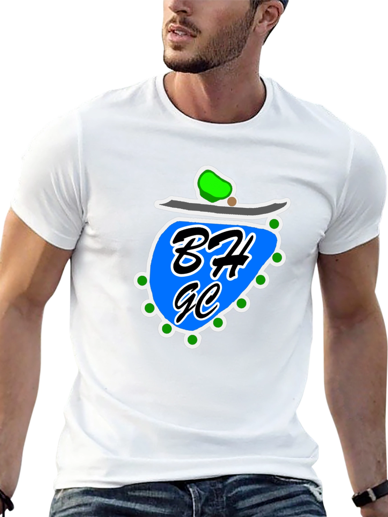Black Graphic Tee with Blue Design