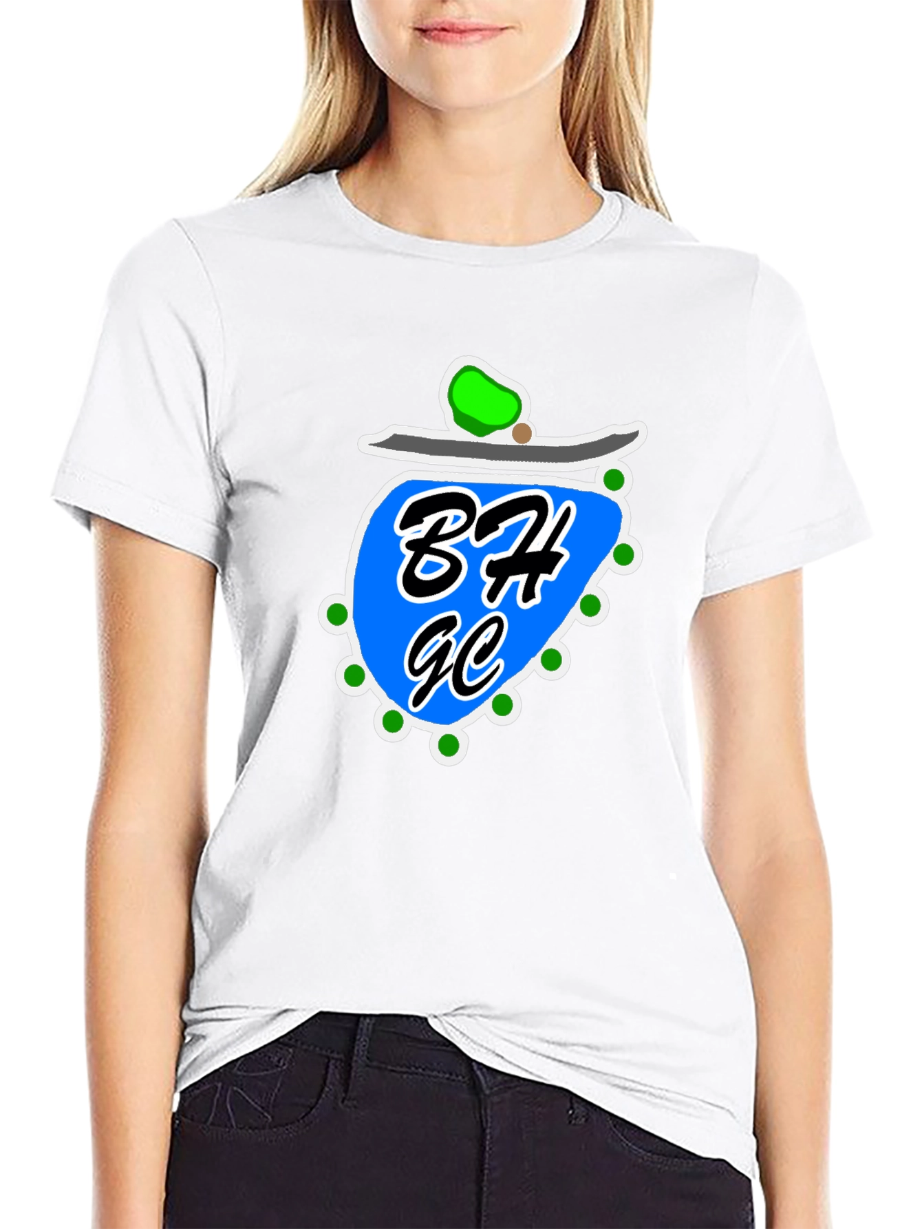 Black Graphic Tee with Blue Design