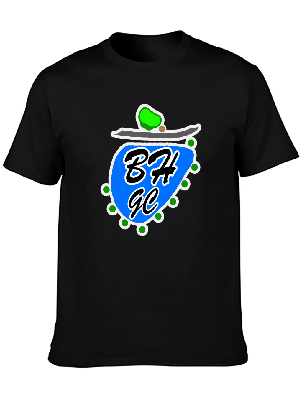 Black Graphic Tee with Blue Design