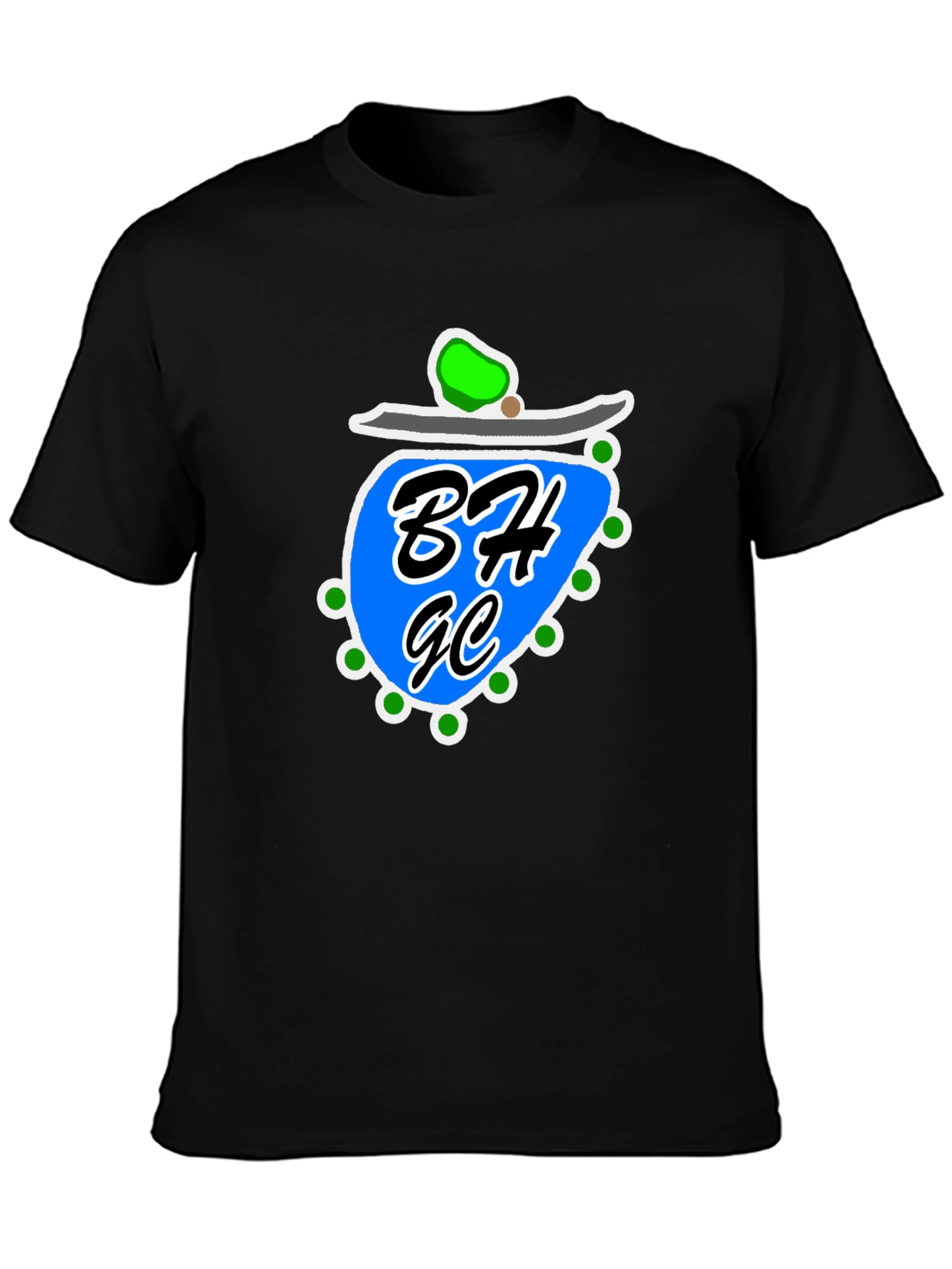 Black Graphic Tee with Blue Design