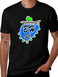 Black Graphic Tee with Blue Design