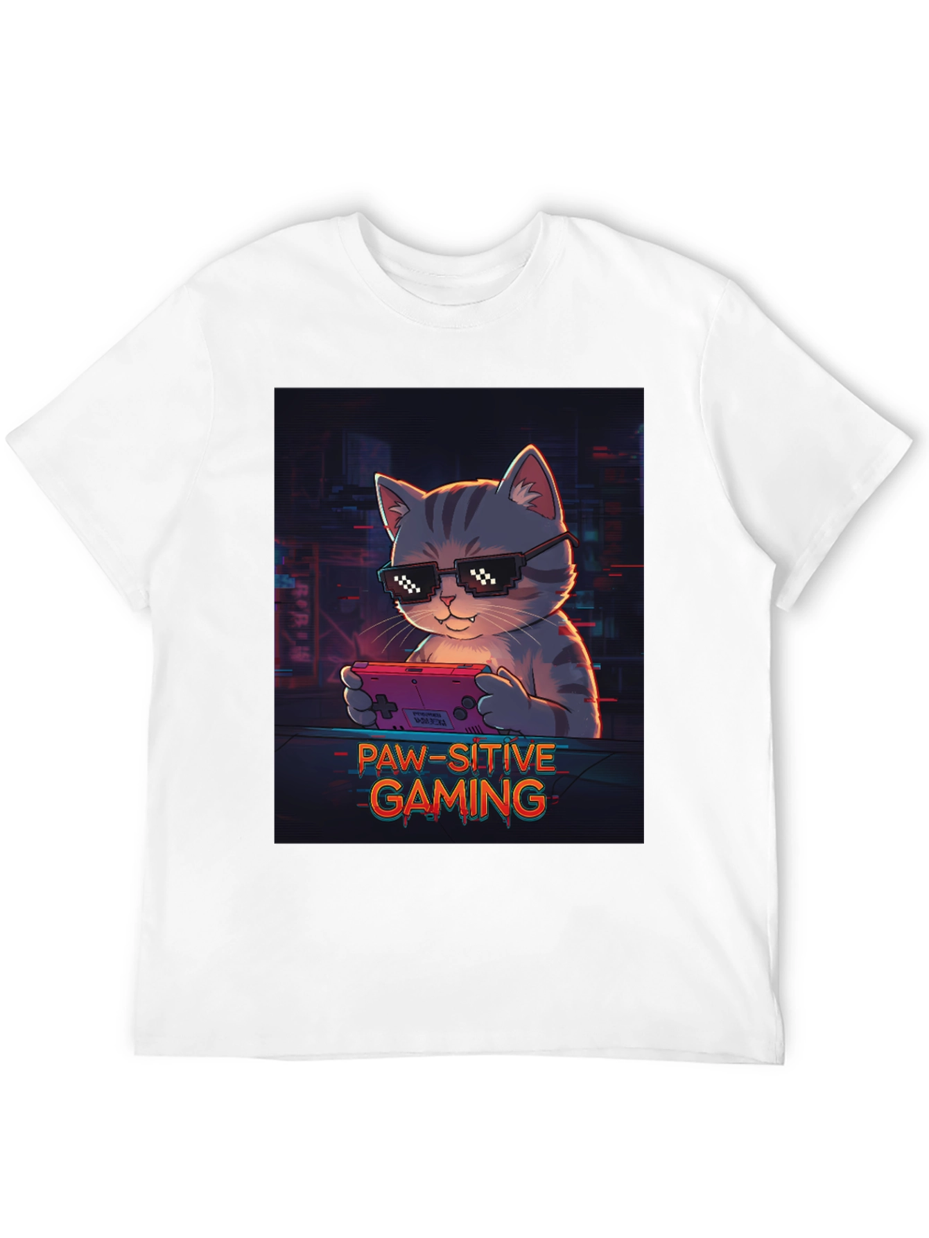 Paw-sitive Gaming T-Shirt - Cool Cat Gamer Tee
