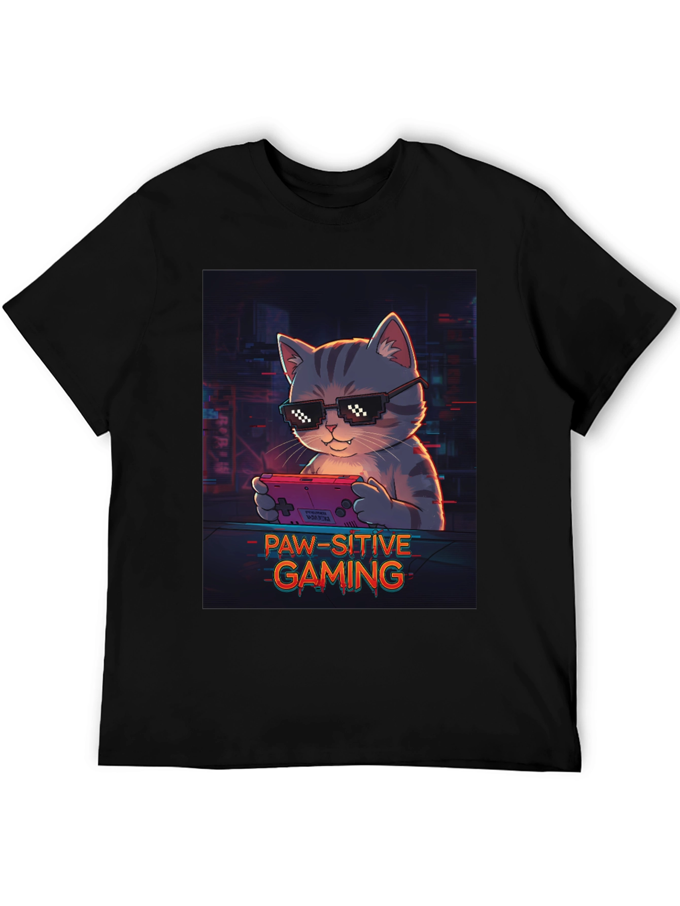 Paw-sitive Gaming T-Shirt - Cool Cat Gamer Tee