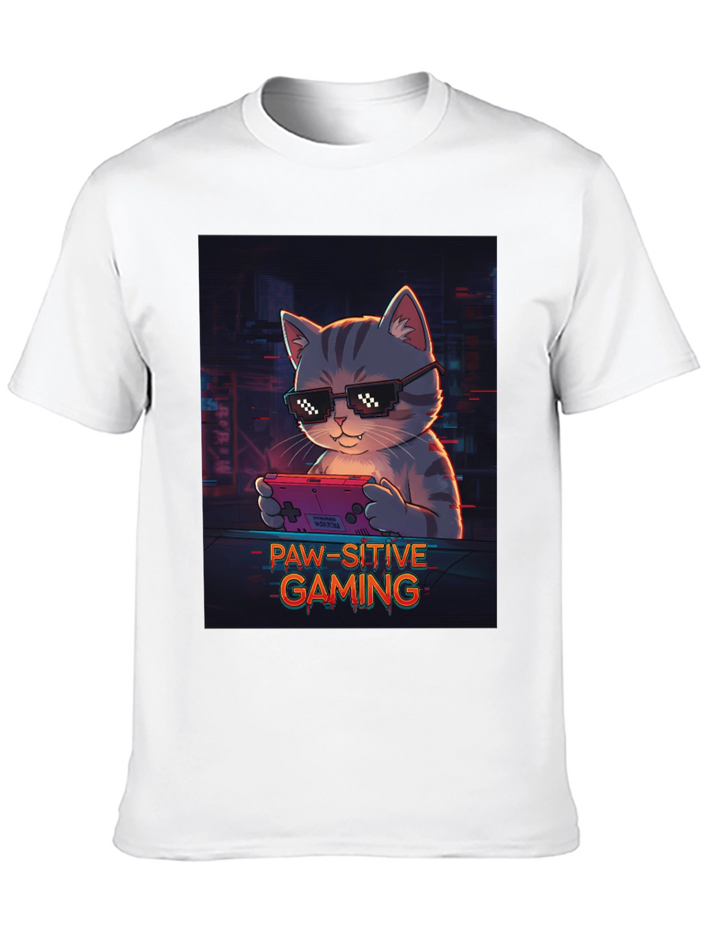 Paw-sitive Gaming T-Shirt - Cool Cat Gamer Tee