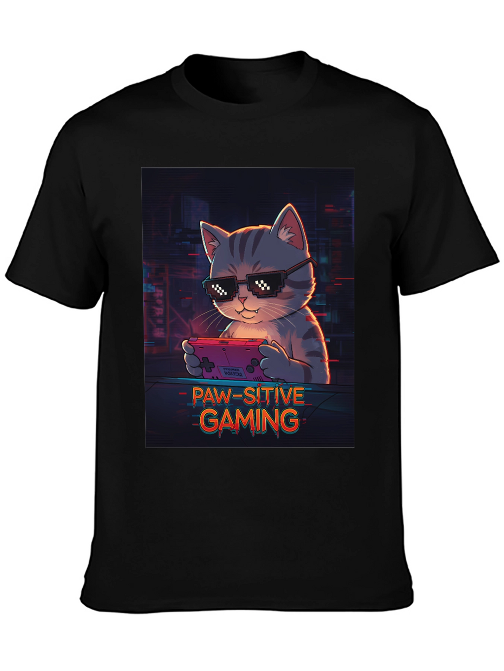 Paw-sitive Gaming T-Shirt - Cool Cat Gamer Tee