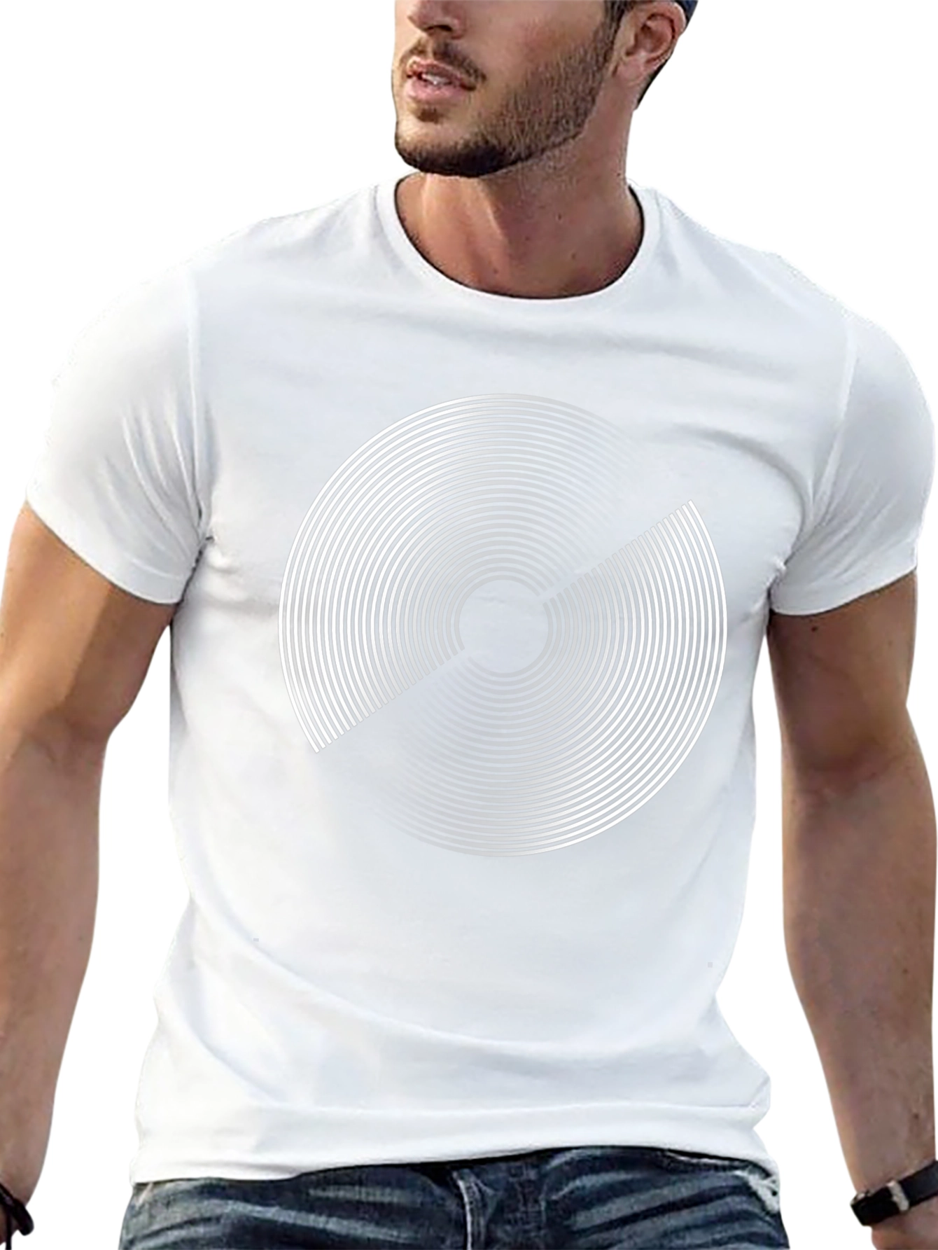 Abstract Circle Graphic Print Black T-Shirt