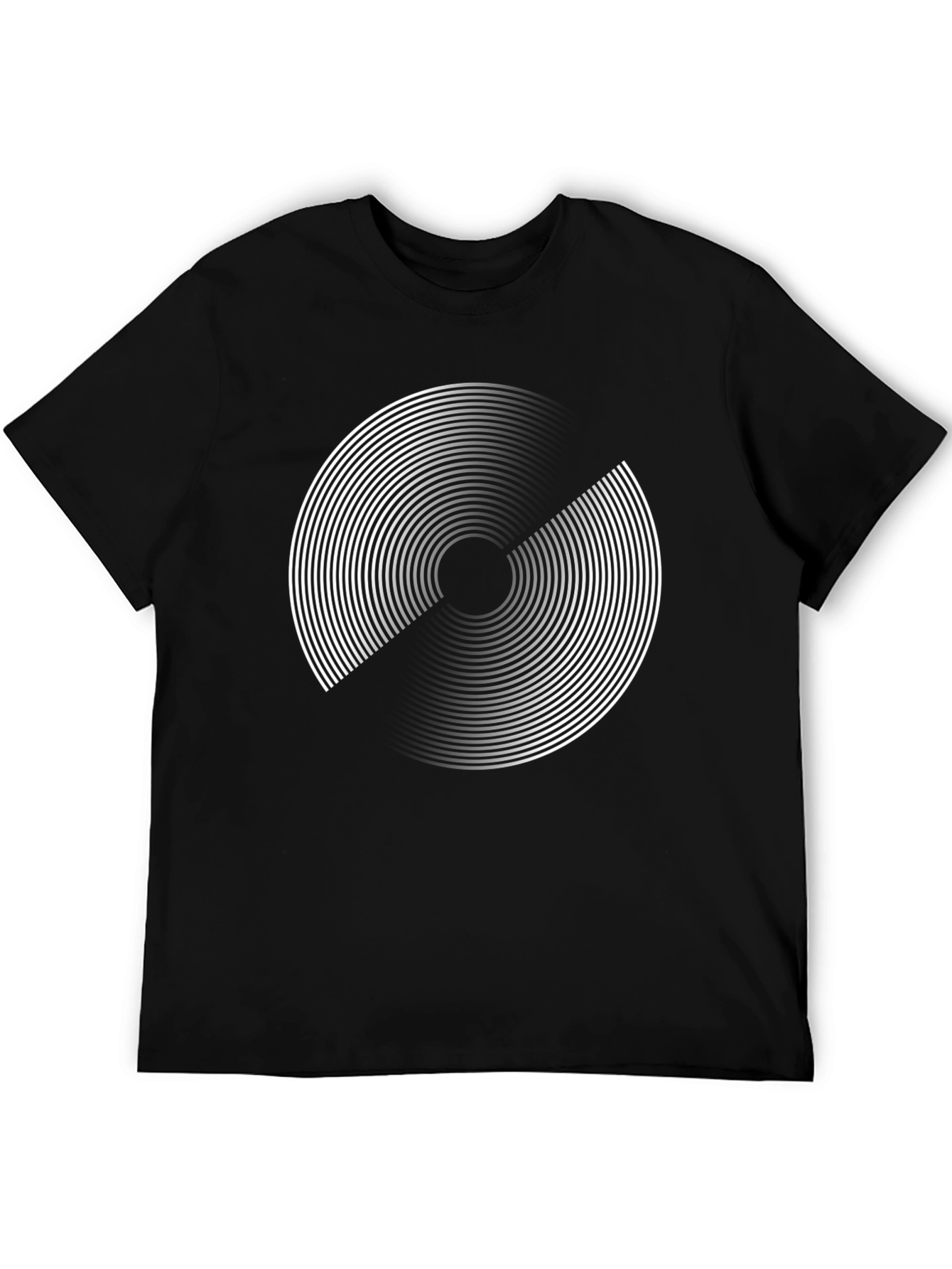 Abstract Circle Graphic Print Black T-Shirt