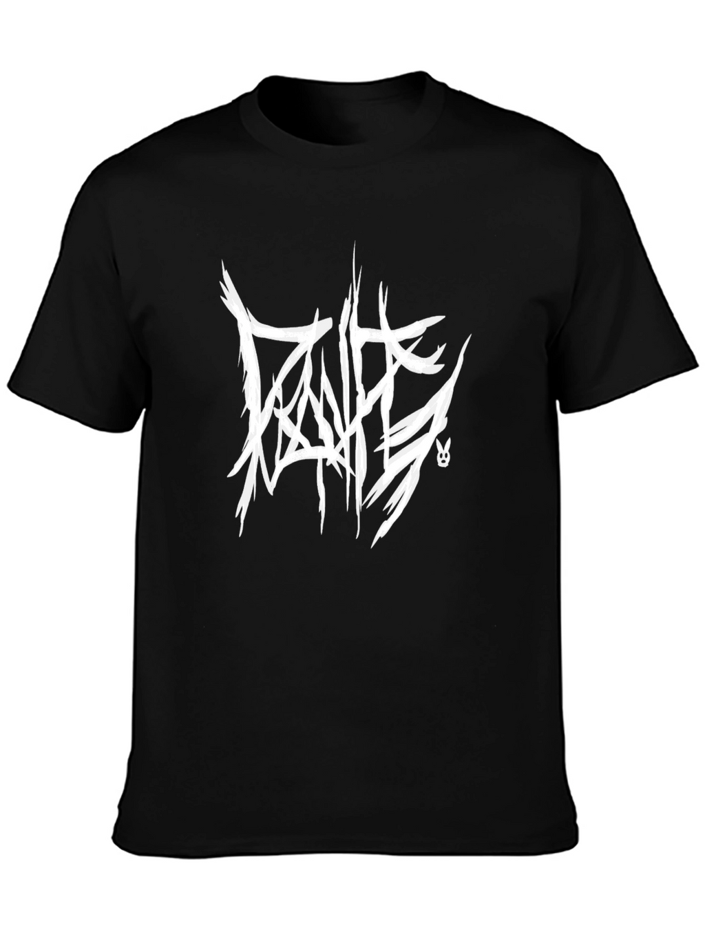 Brutal Death Metal Style Graphic T-Shirt - Black
