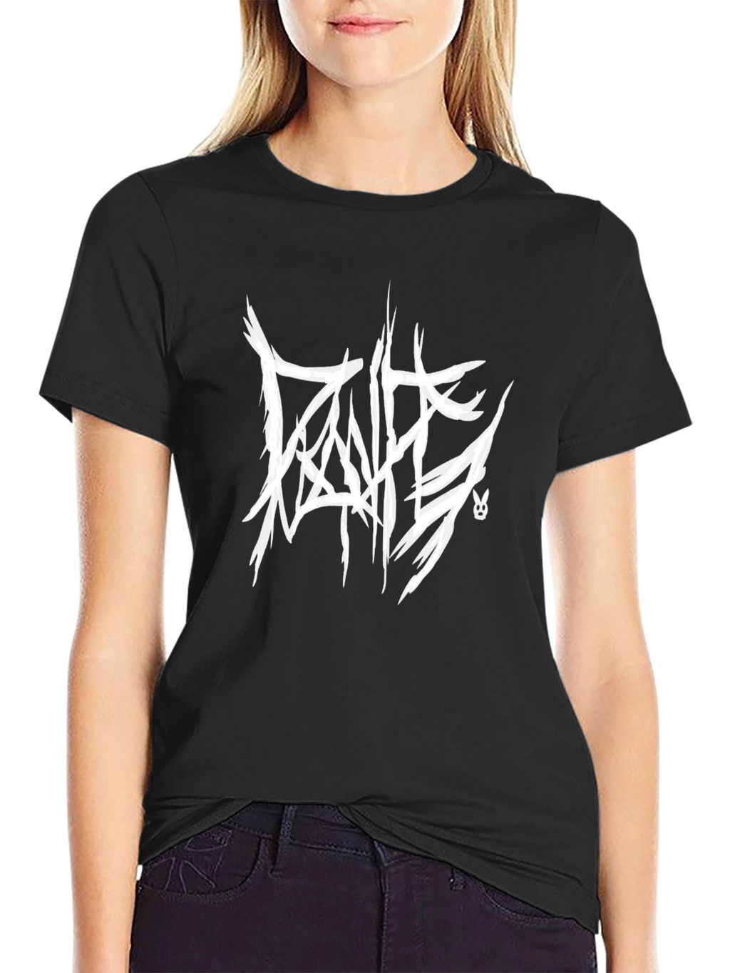 Brutal Death Metal Style Graphic T-Shirt - Black