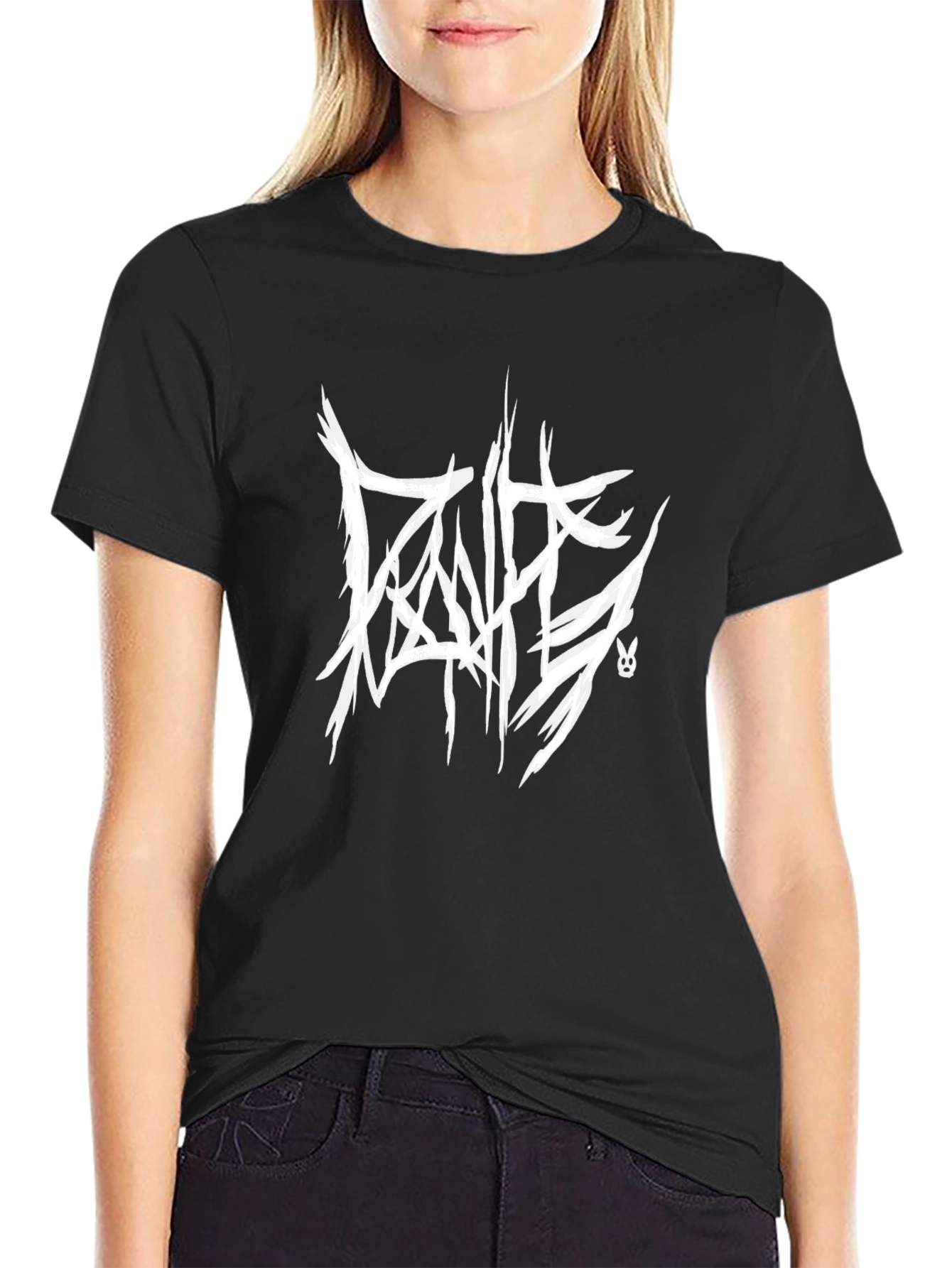 Brutal Death Metal Style Graphic T-Shirt - Black