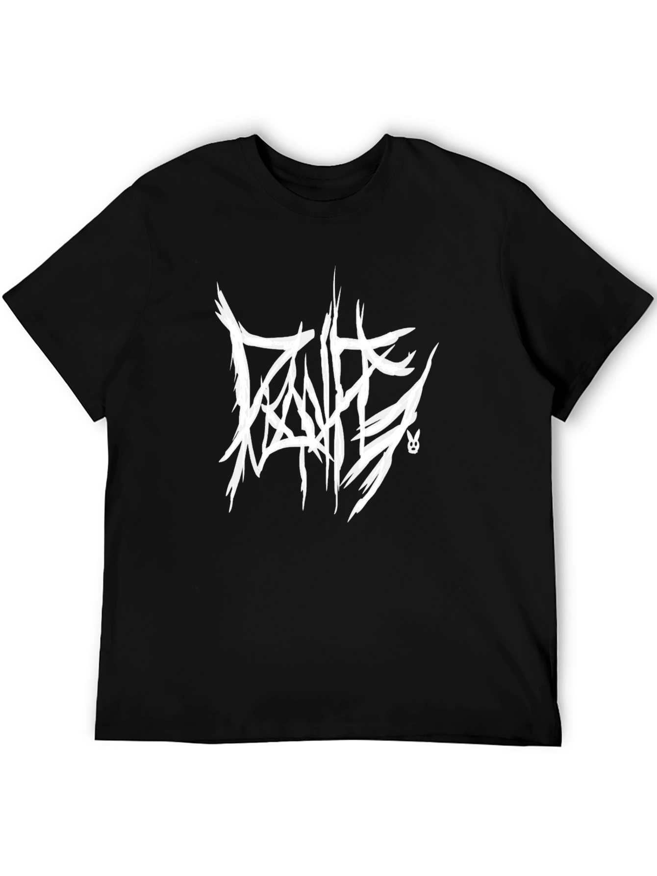 Brutal Death Metal Style Graphic T-Shirt - Black