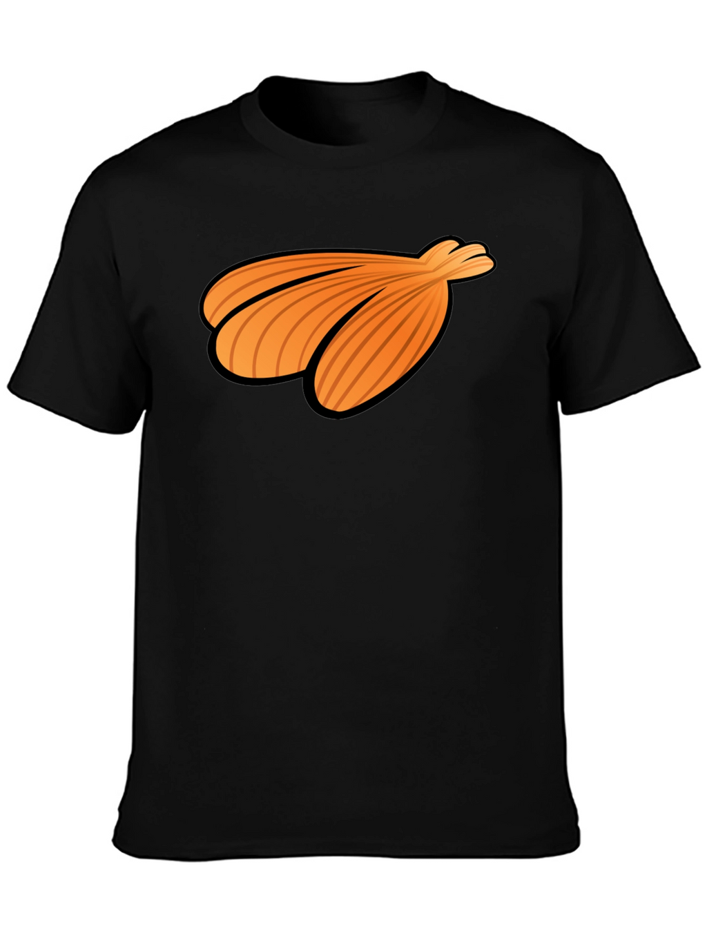 Orange Seashell Graphic Print Black T-Shirt