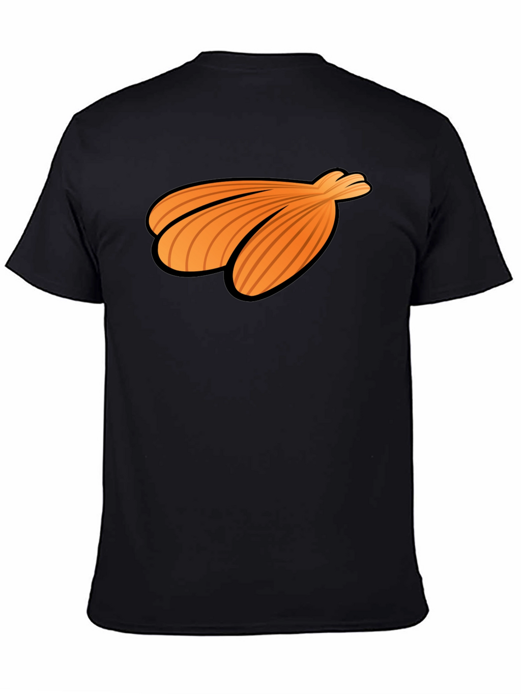 Orange Seashell Graphic Print Black T-Shirt