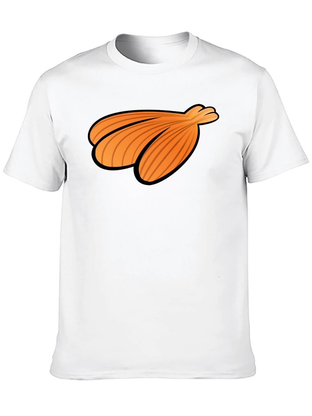 Orange Seashell Graphic Print Black T-Shirt