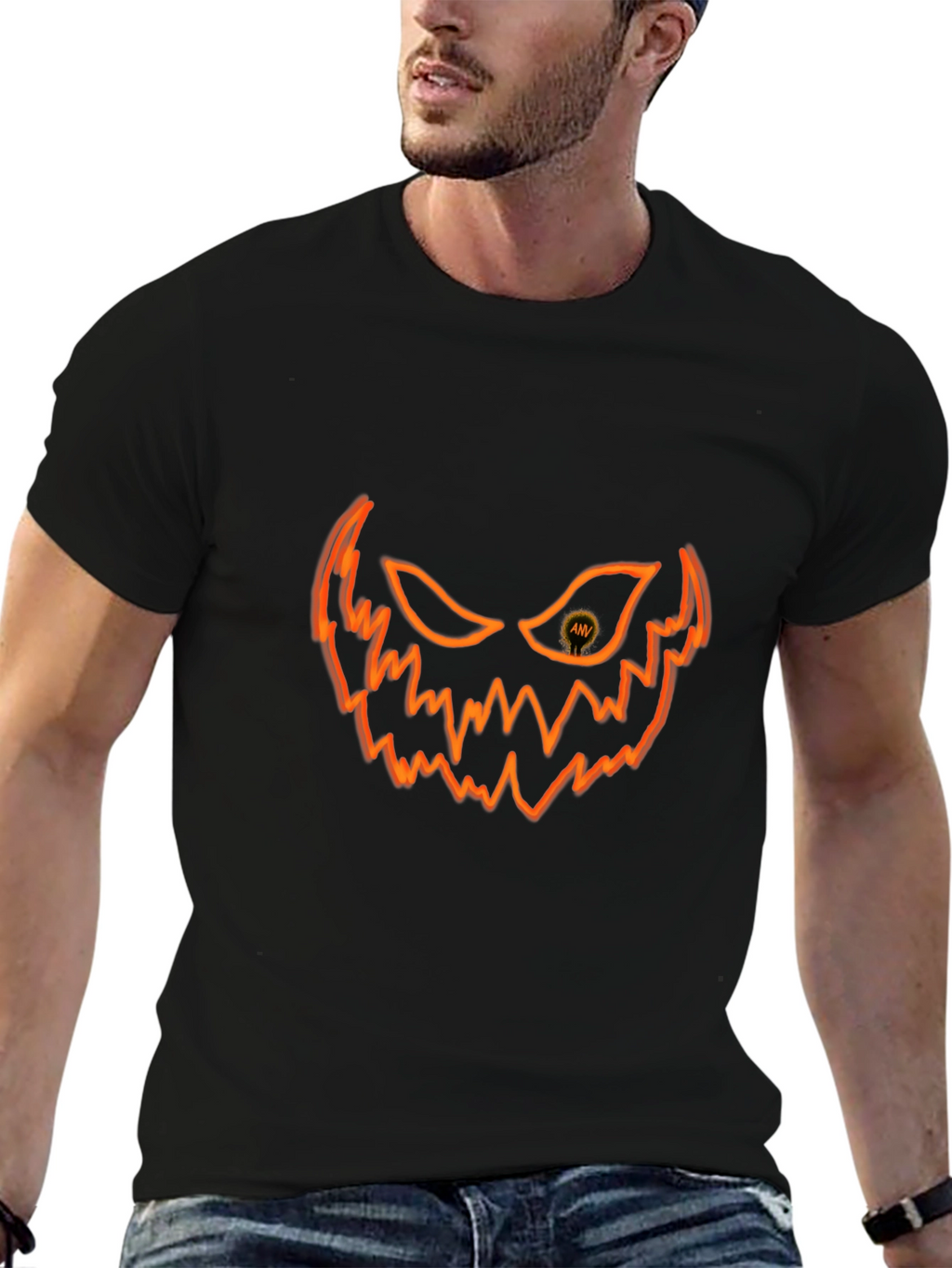 Halloween Pumpkin Face Graphic T-Shirt