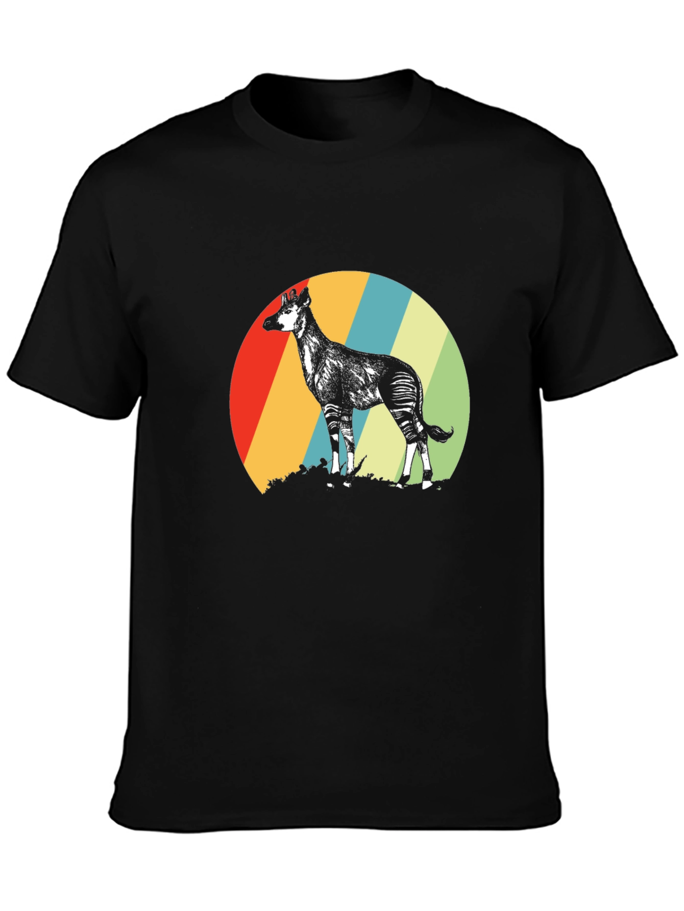 Retro Okapi Graphic Tee - Vintage Style Animal T-Shirt