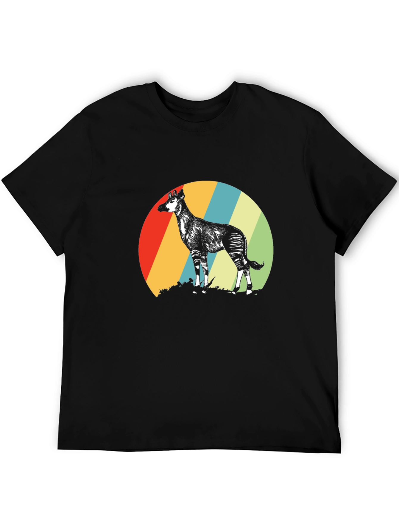 Retro Okapi Graphic Tee - Vintage Style Animal T-Shirt