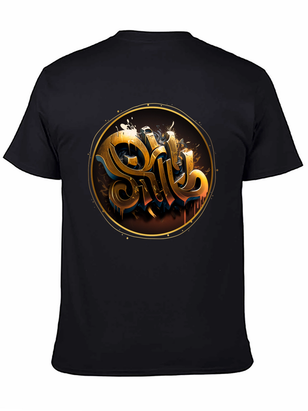 Gold Letter Graphic Black Tee - Stylish Casual Wear