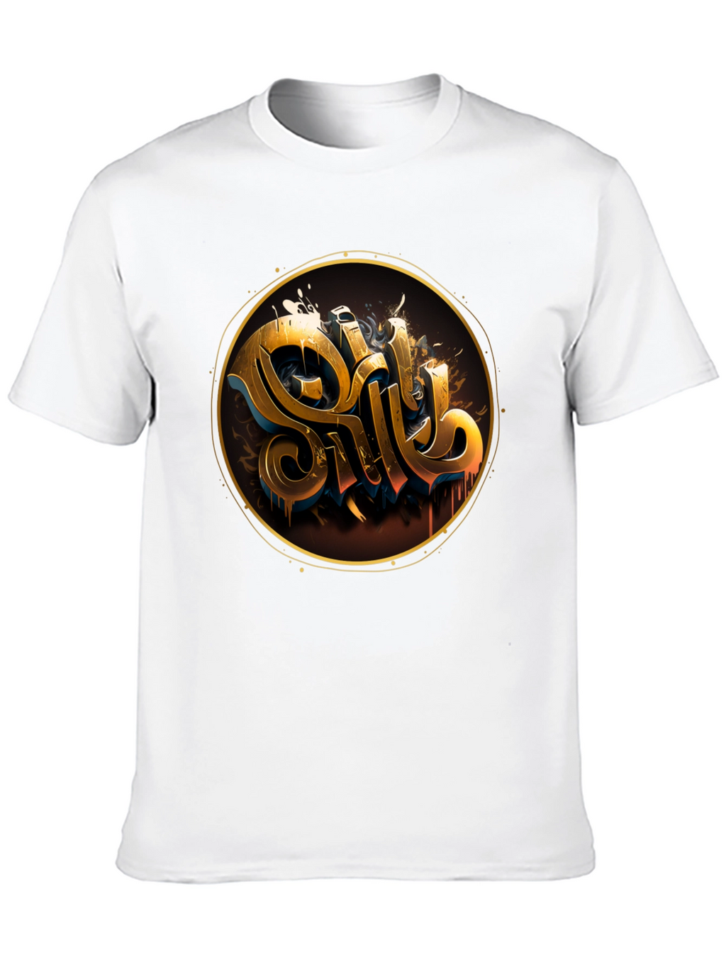 Gold Letter Graphic Black Tee - Stylish Casual Wear