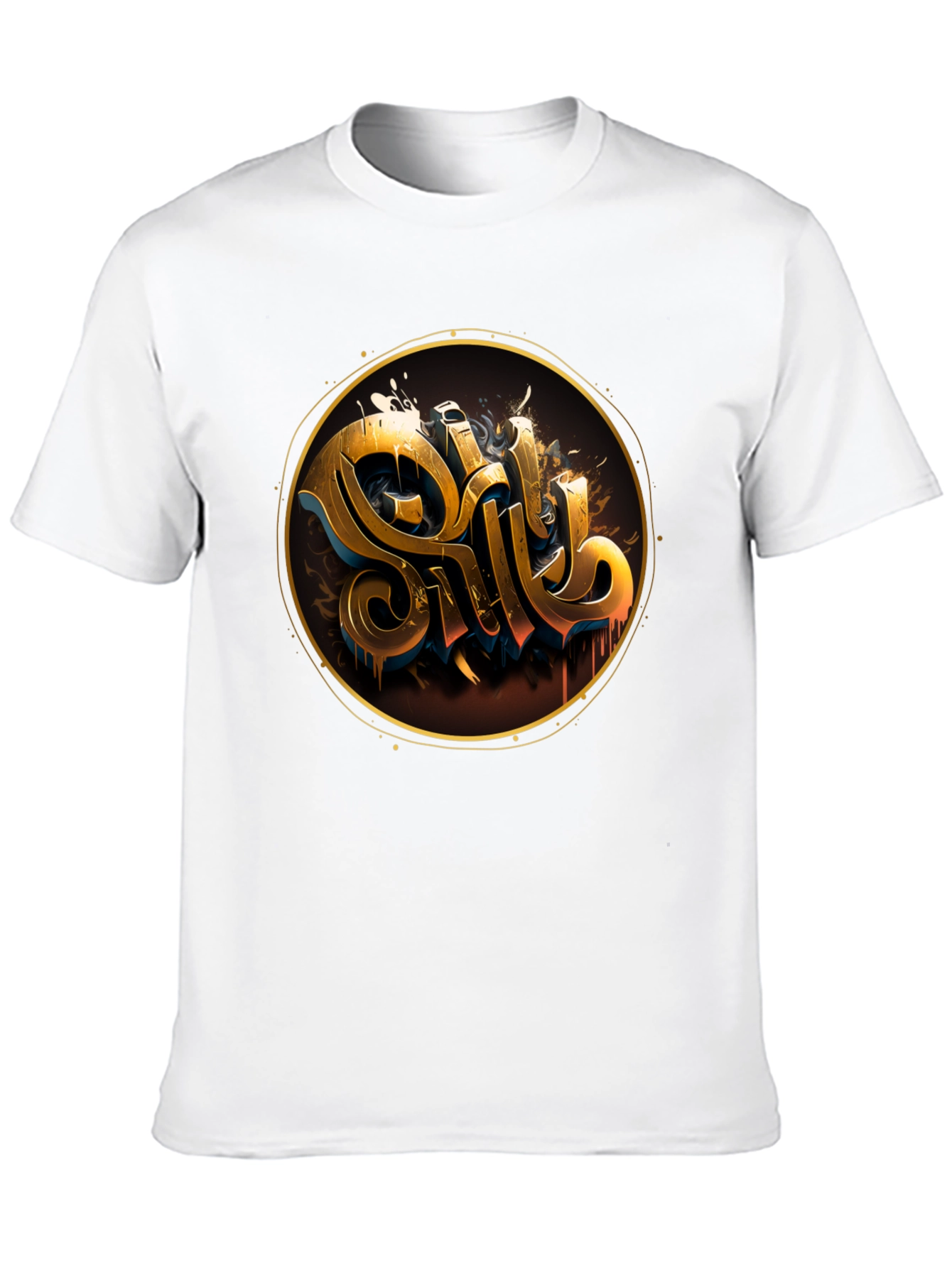 Gold Letter Graphic Black Tee - Stylish Casual Wear