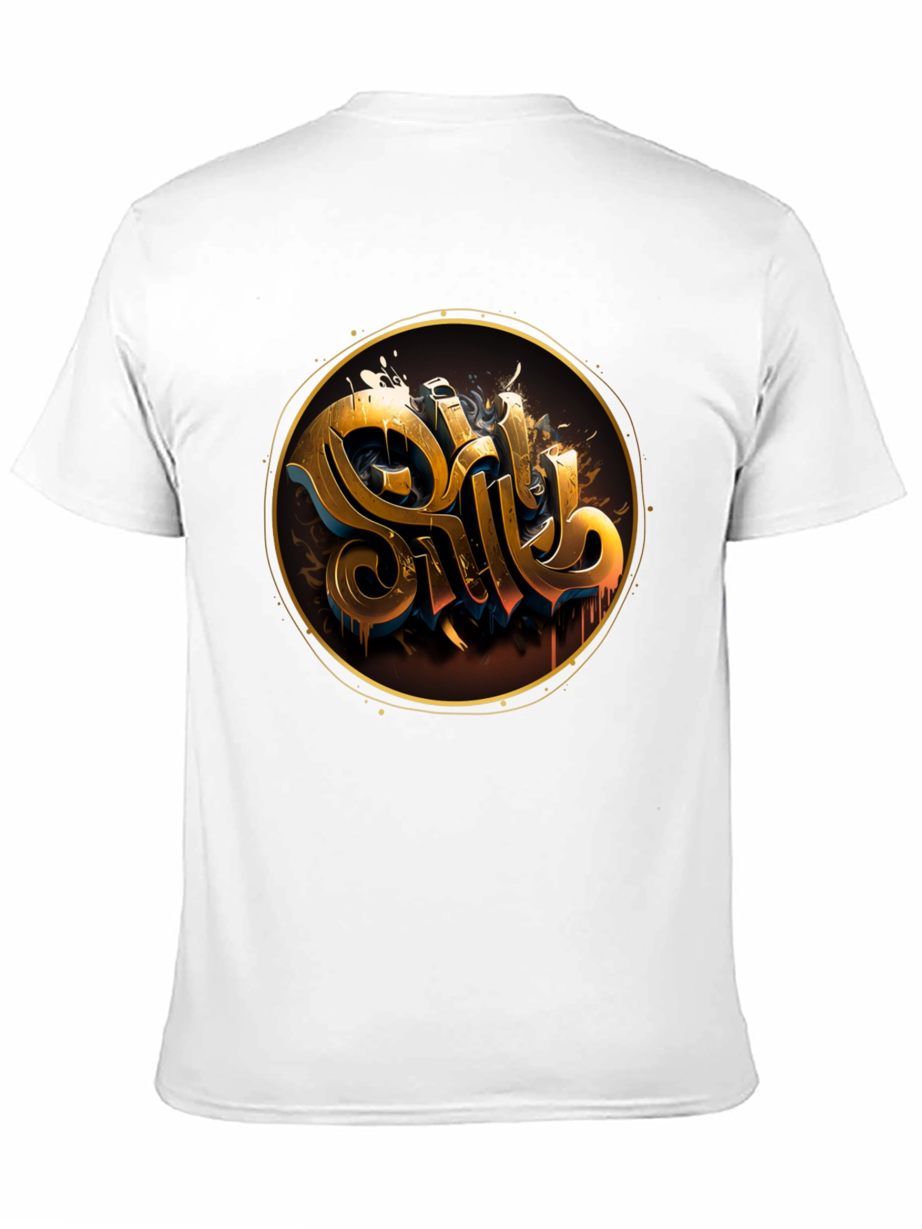 Gold Letter Graphic Black Tee - Stylish Casual Wear