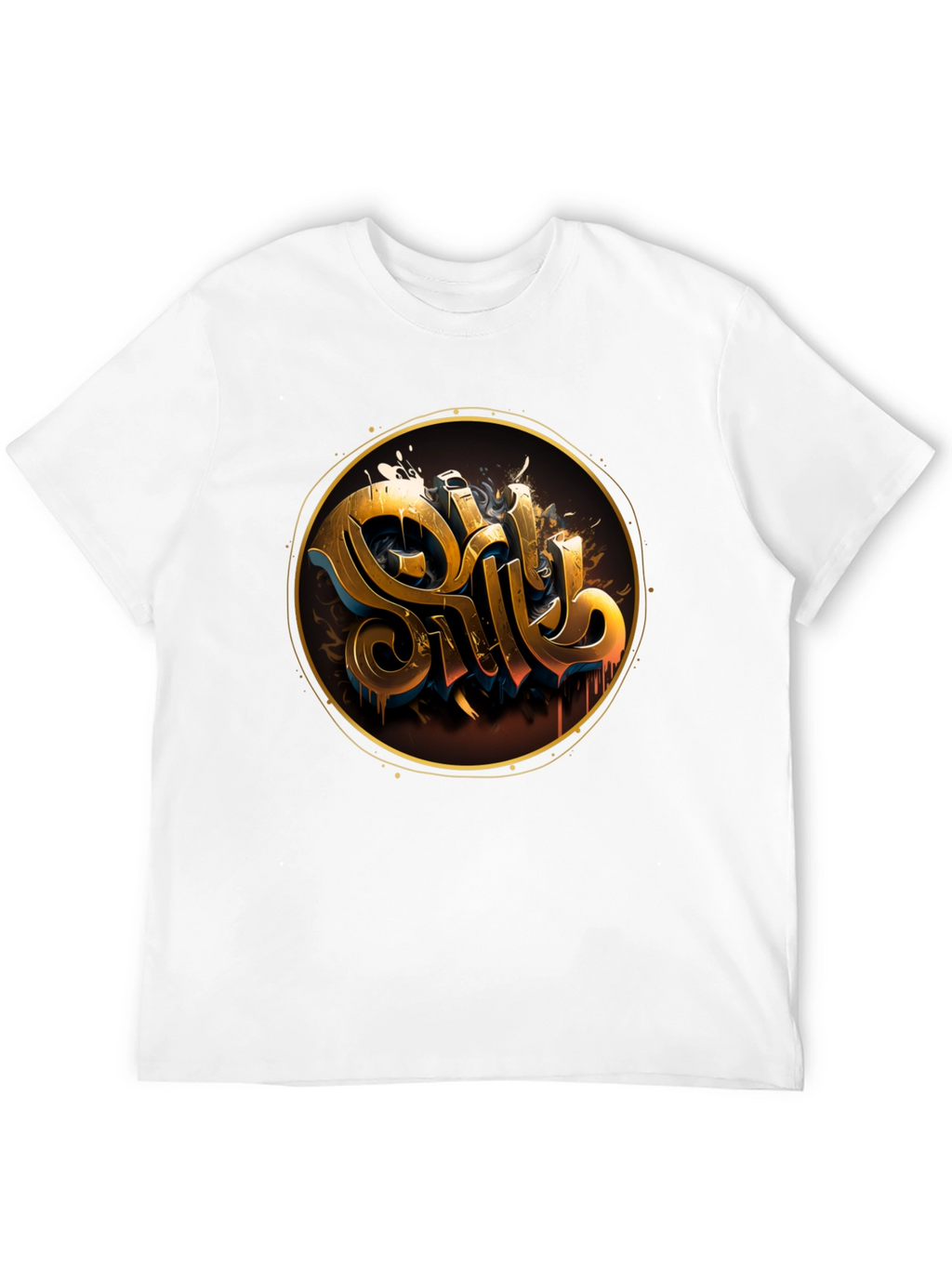 Gold Letter Graphic Black Tee - Stylish Casual Wear