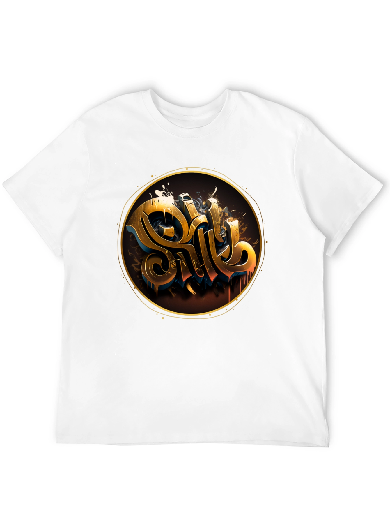 Gold Letter Graphic Black Tee - Stylish Casual Wear