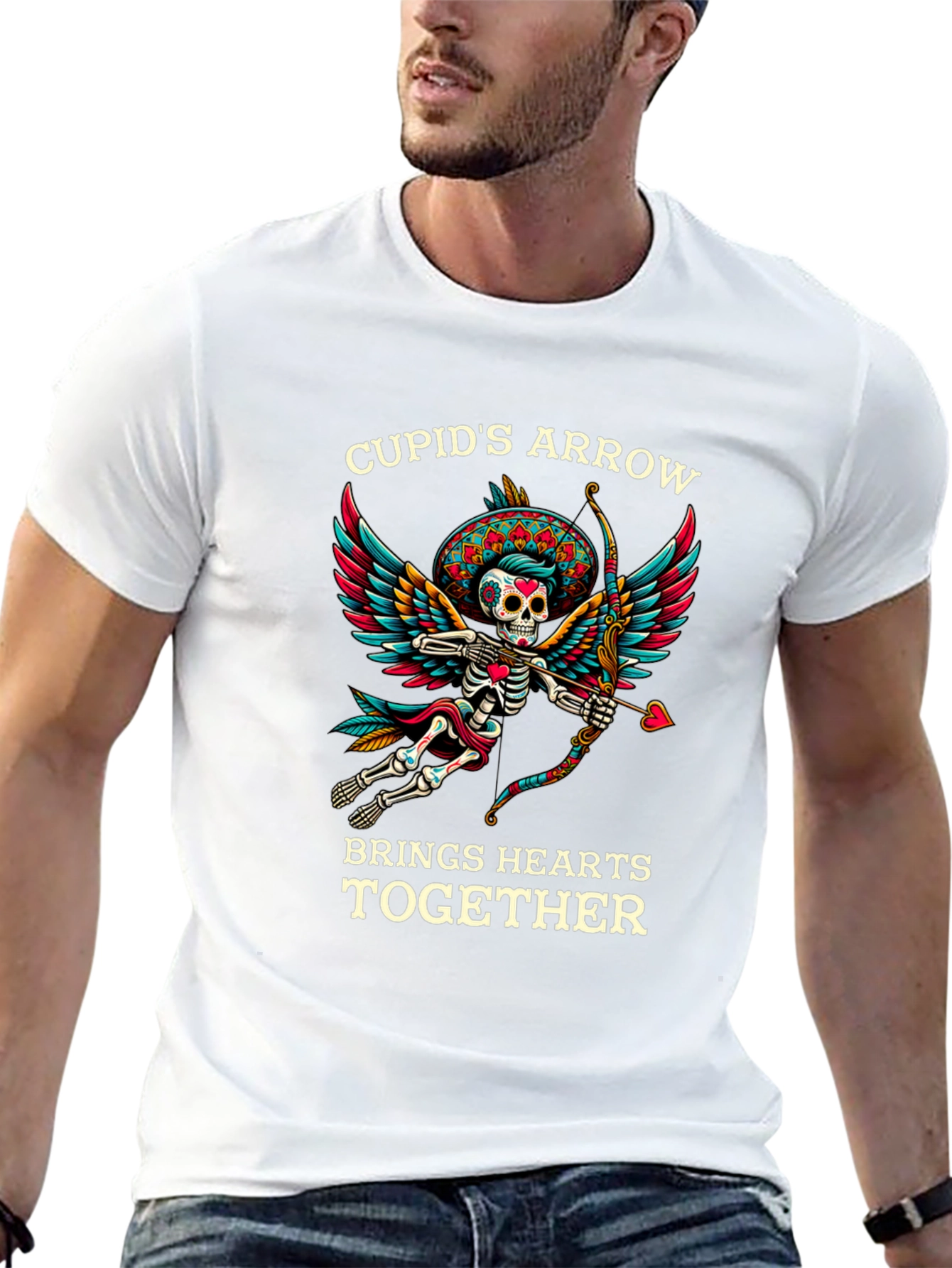 Cupids Arrow T-Shirt - Day of the Dead Skeleton