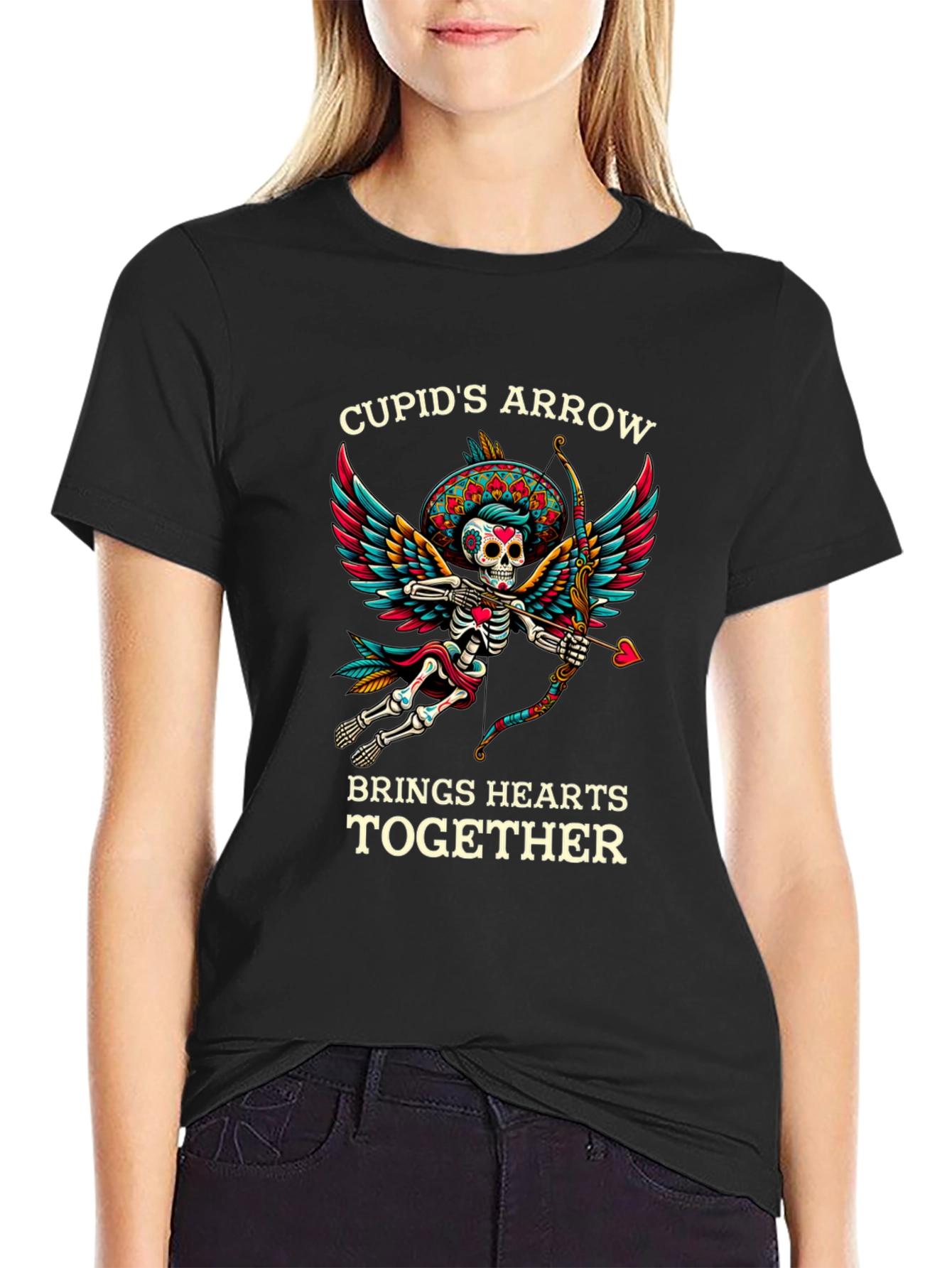 Cupids Arrow T-Shirt - Day of the Dead Skeleton
