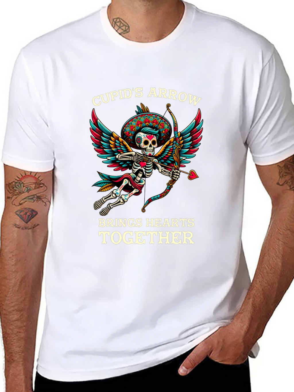 Cupids Arrow T-Shirt - Day of the Dead Skeleton