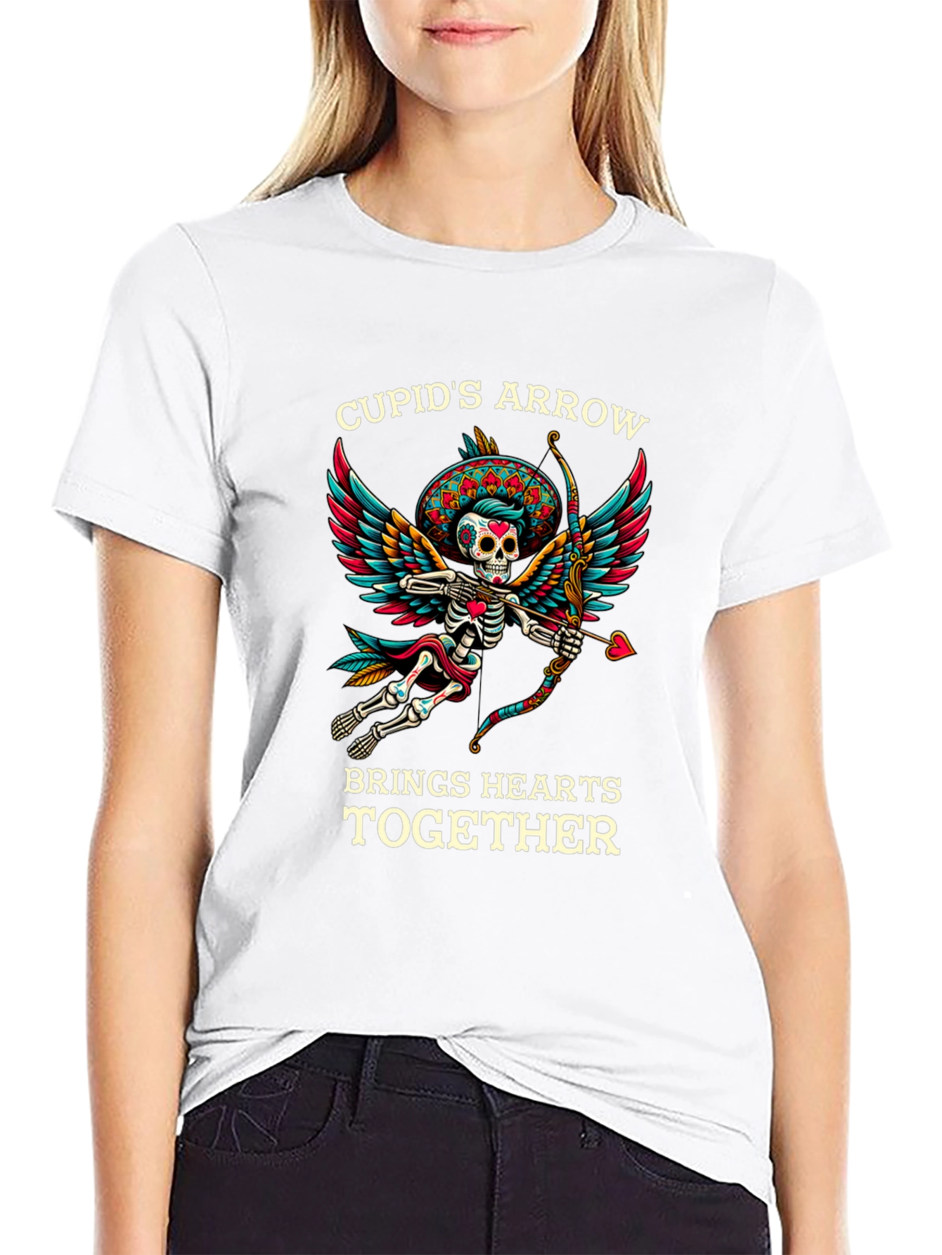 Cupids Arrow T-Shirt - Day of the Dead Skeleton