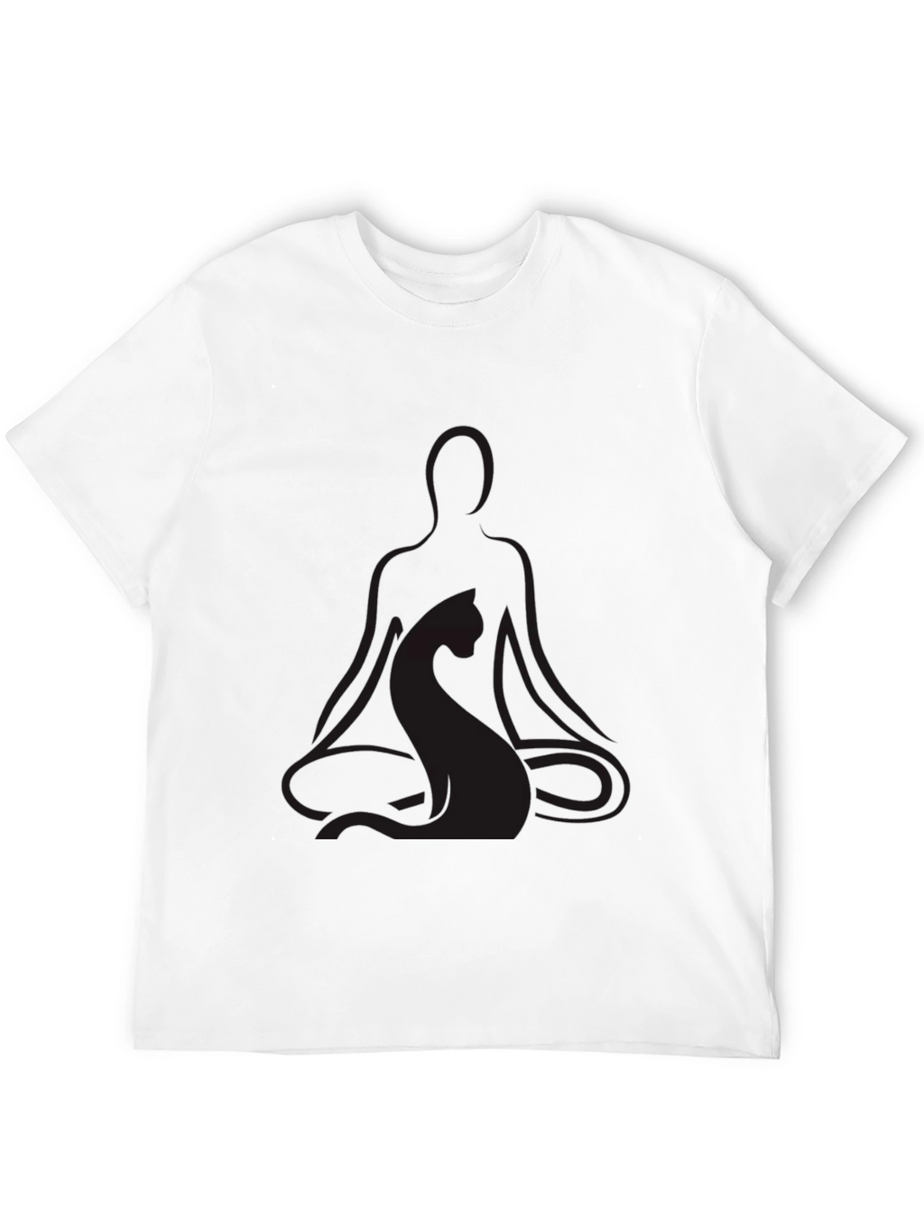 Meditating Yoga Cat Black T-Shirt