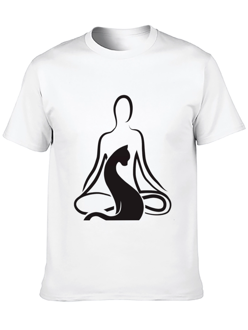 Meditating Yoga Cat Black T-Shirt
