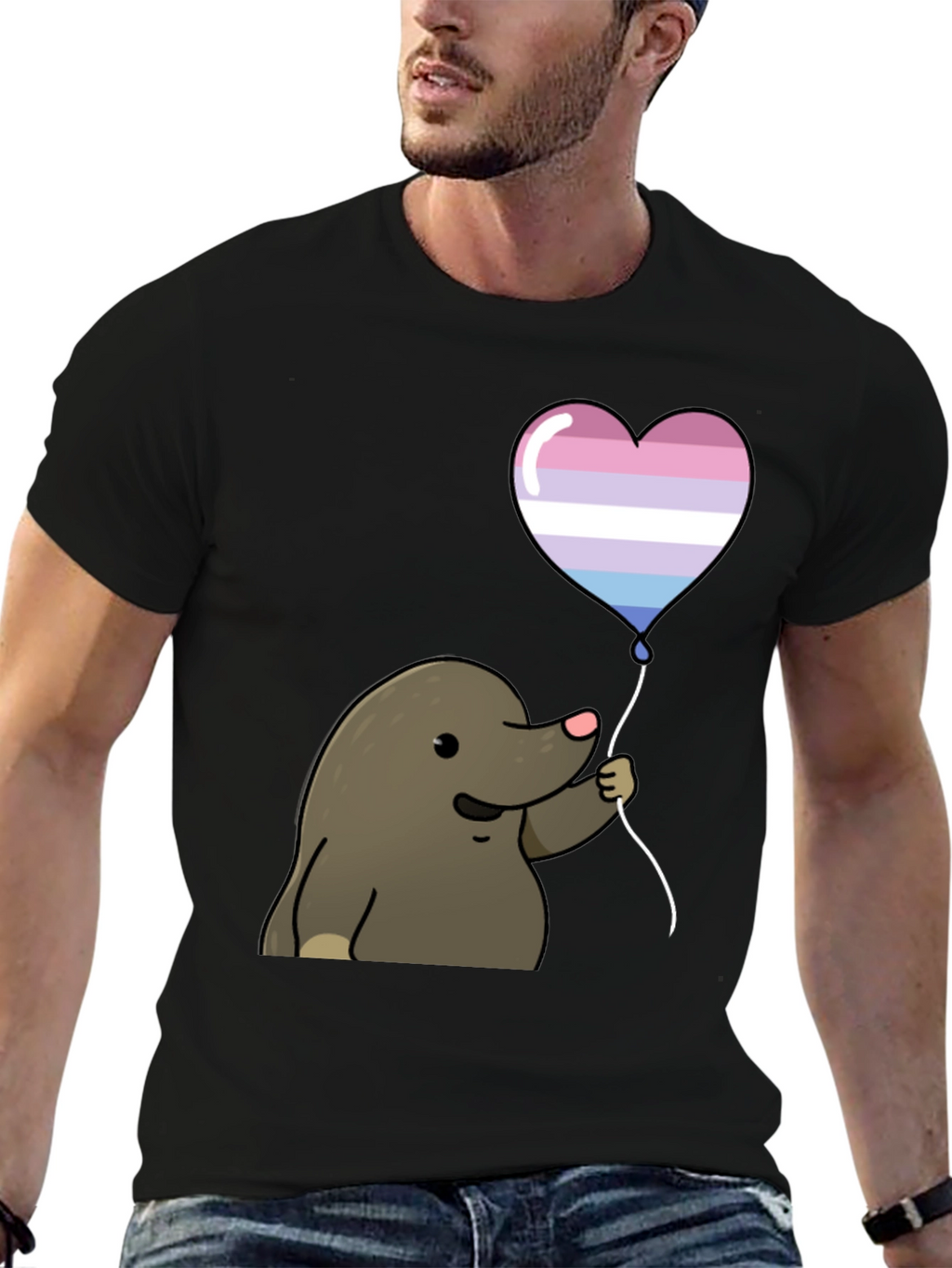 Mole with Transgender Pride Heart Balloon T-Shirt