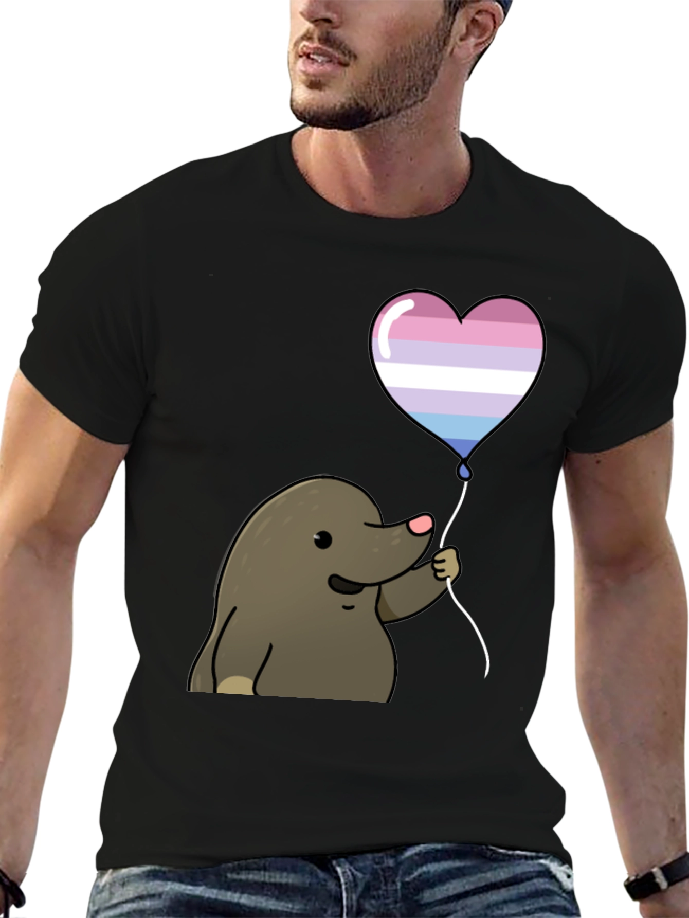 Mole with Transgender Pride Heart Balloon T-Shirt