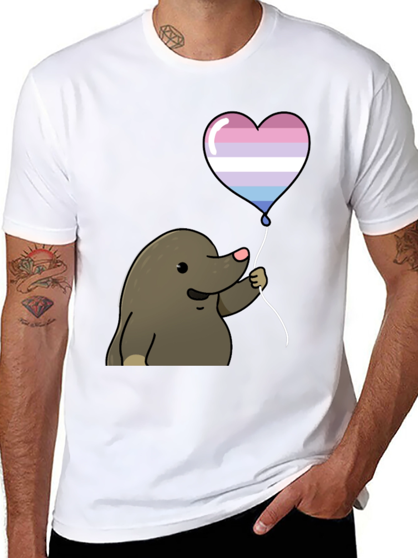 Mole with Transgender Pride Heart Balloon T-Shirt