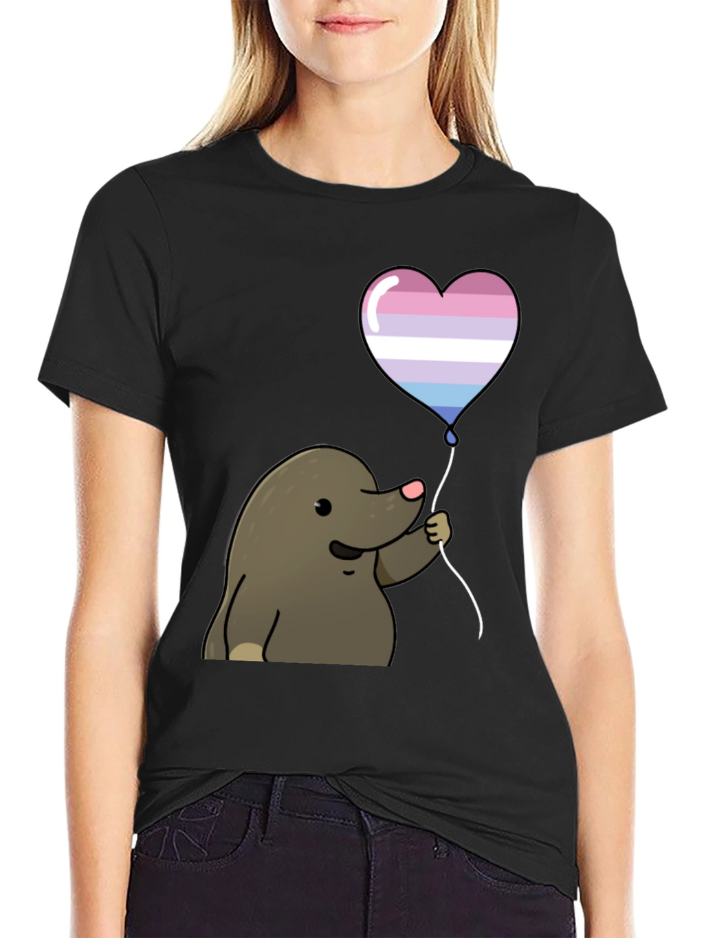 Mole with Transgender Pride Heart Balloon T-Shirt
