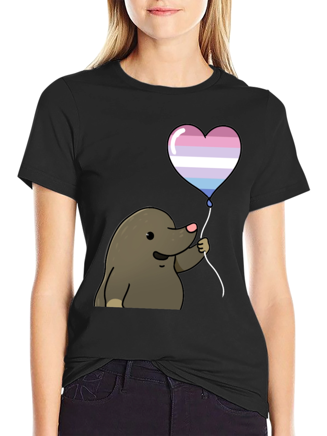 Mole with Transgender Pride Heart Balloon T-Shirt