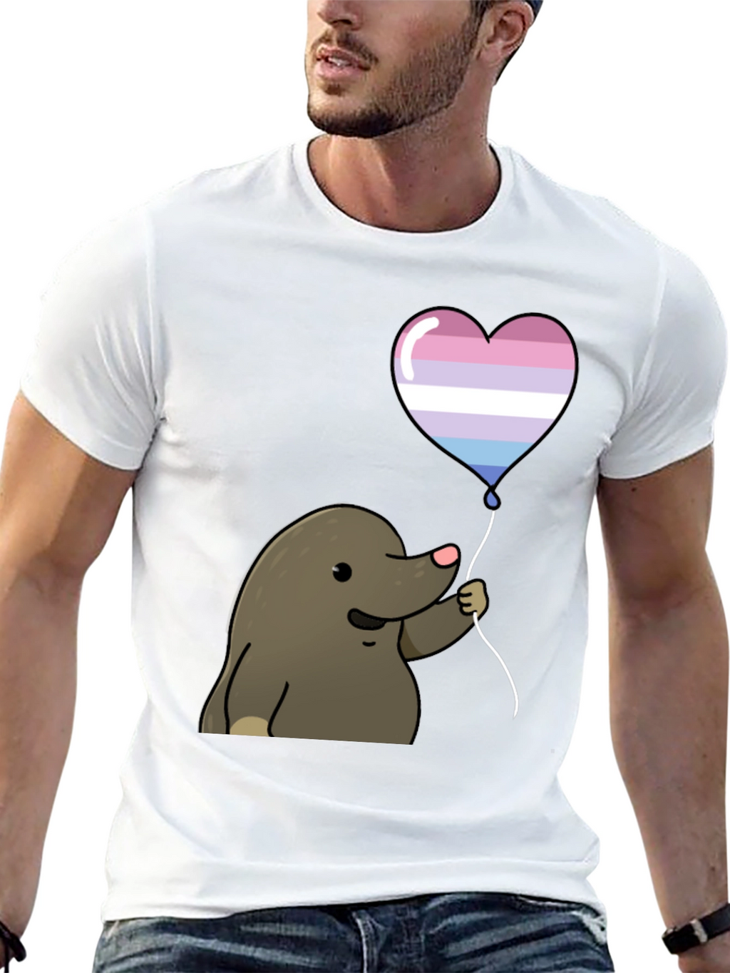 Mole with Transgender Pride Heart Balloon T-Shirt