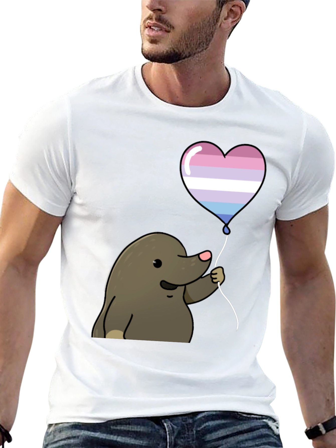 Mole with Transgender Pride Heart Balloon T-Shirt