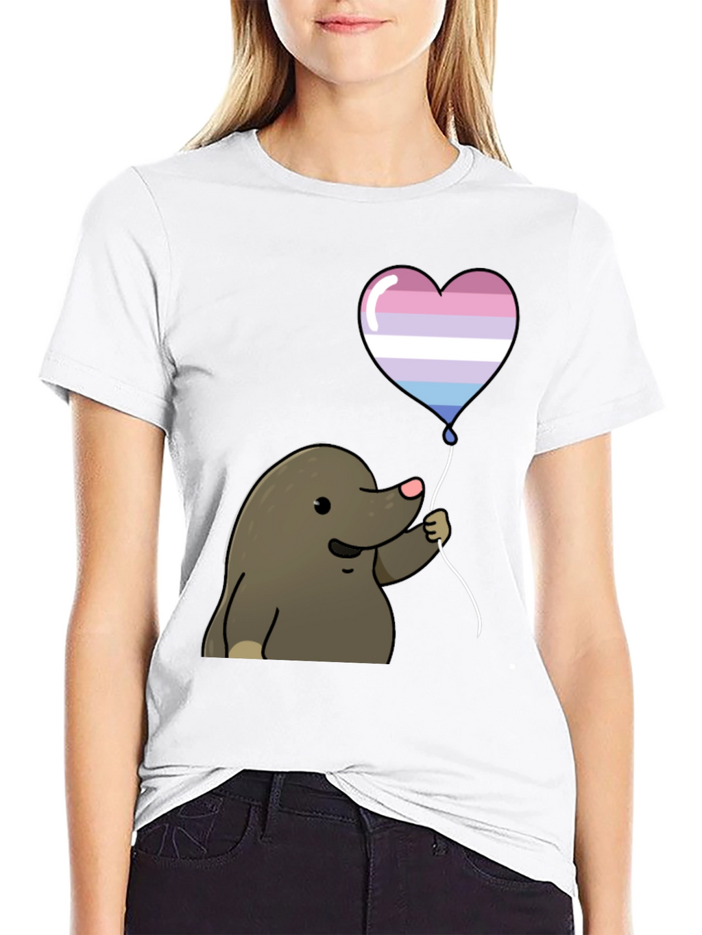 Mole with Transgender Pride Heart Balloon T-Shirt