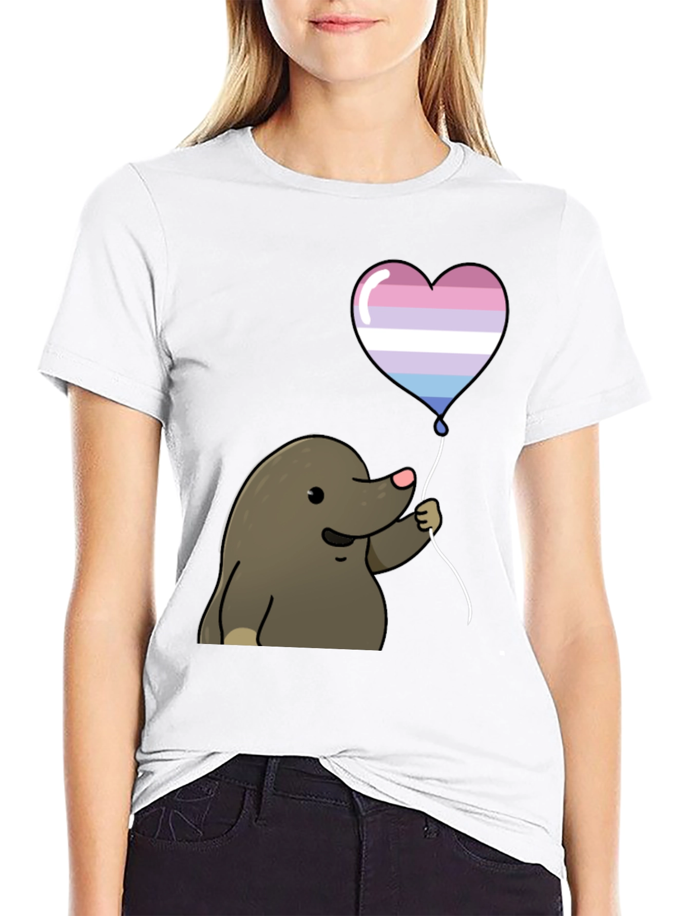 Mole with Transgender Pride Heart Balloon T-Shirt