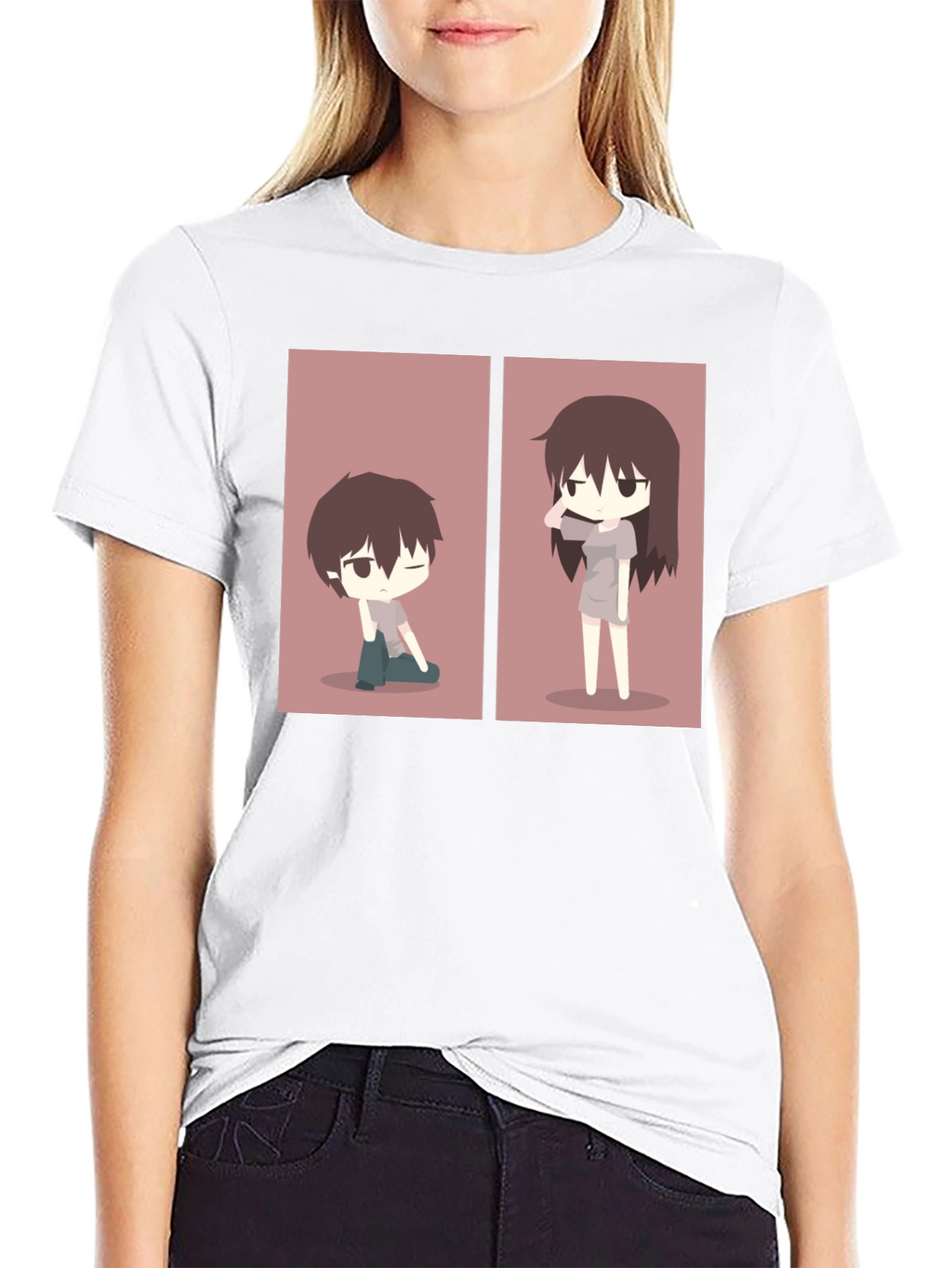 Anime Couple Matching T-Shirt - Black