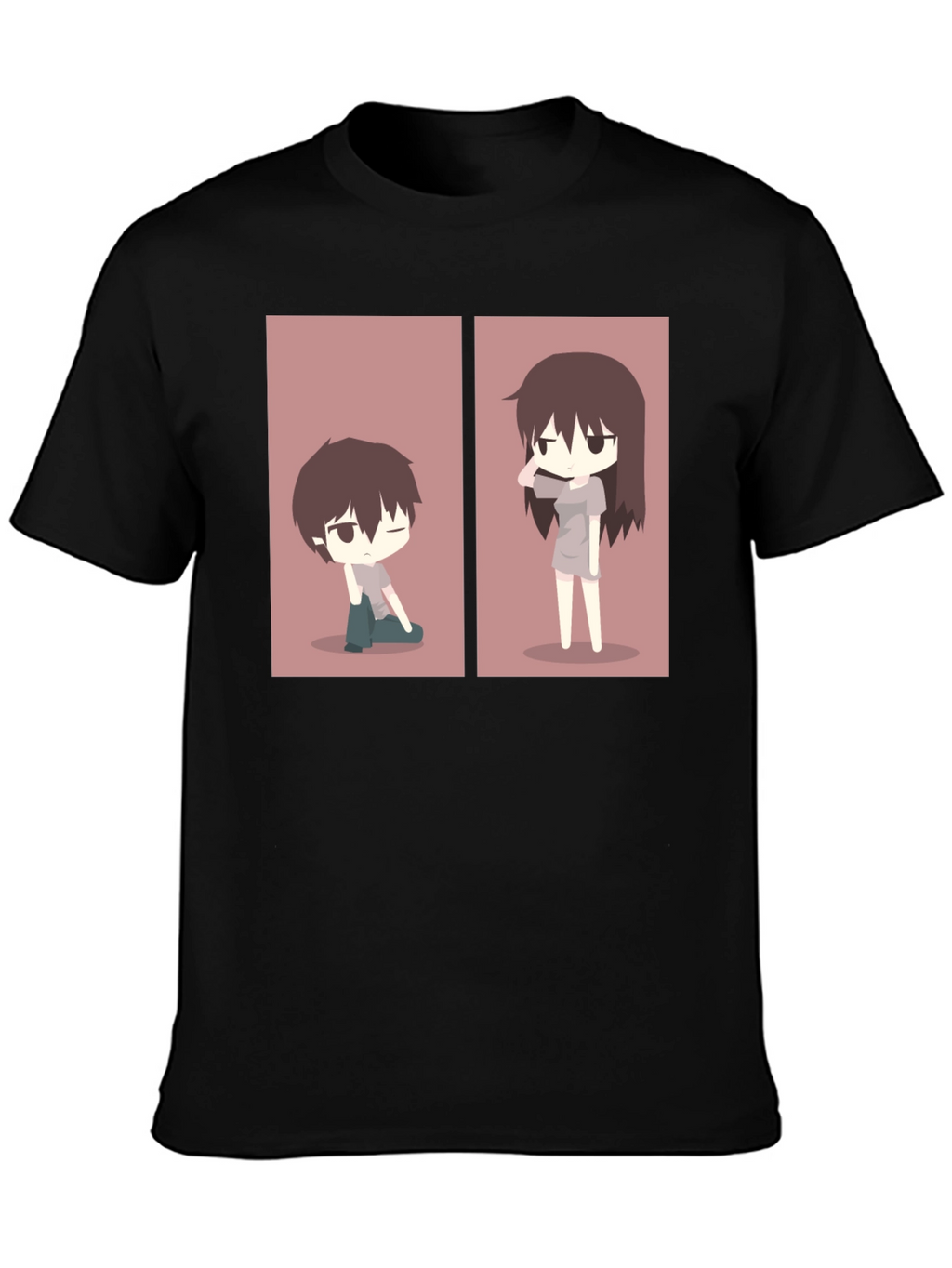 Anime Couple Matching T-Shirt - Black